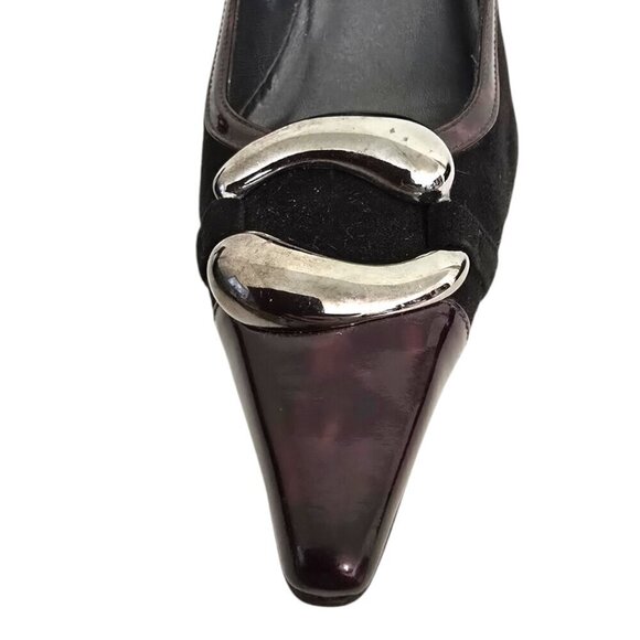 Stuart Weitzman Vintage Marsala Black Suede Tortoise Shell Pumps Sz 6 - Picture 5 of 9